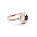 Zonder Minimumprijs - Ring - 9 kt. Roségoud, Zilver Saffier, Nieuw