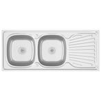 Dubbele Gootsteen RVS 120cm - Retour Deal - 40% Korting!, Huis en Inrichting, Verzenden, 75 cm of meer, 100 tot 150 cm, Nieuw