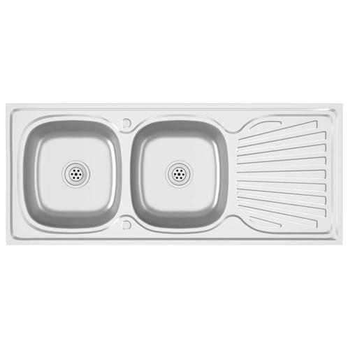 Dubbele Gootsteen RVS 120cm - Retour Deal - 40% Korting!, Huis en Inrichting, Keuken | Keukenelementen, 75 cm of meer, Grijs, Nieuw