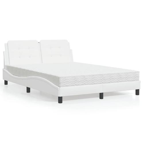 vidaXL Bed met matras kunstleer wit 140x200 cm, Maison & Meubles, Chambre à coucher | Lits, Envoi