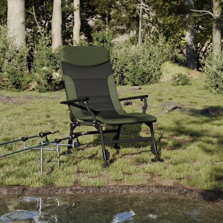 vidaXL Visstoel met armleuning inklapbaar groen, Tuin en Terras, Tuinstoelen, Nieuw, Verzenden