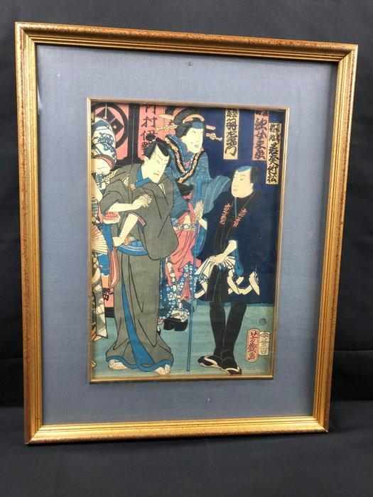 Pièce de théâtre japonais (Kabuki) - Ochiai Yoshiiku, Antiquités & Art, Antiquités | Autres Antiquités