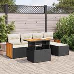 vidaXL 6-delige Loungeset met kussens poly rattan acacia, Tuin en Terras, Verzenden, Nieuw, Loungeset