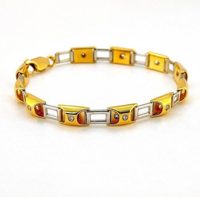 Armband - 18 karaat Geel goud, Witgoud - 0.44ct. tw. Diamant, Handtassen en Accessoires, Armbanden