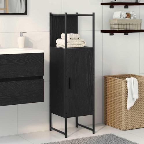 vidaXL Badkamerkast Zwart eiken 33 x 33 x 120.5 cm Bewerkt, Huis en Inrichting, Tafels | Kaptafels, Nieuw, Verzenden
