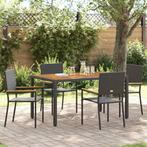 vidaXL Tuin Eettafel Set 5 pcs Zwart poly rattan, Tuin en Terras, Verzenden, Nieuw