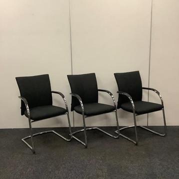 Tweedehands complete set van 3 stuks vergaderstoelen,, Huis en Inrichting, Gebruikt, Zwart, Drie