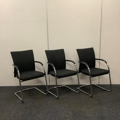 Tweedehands complete set van 3 stuks vergaderstoelen,, Huis en Inrichting, Stoelen, Zwart, Gebruikt, Drie
