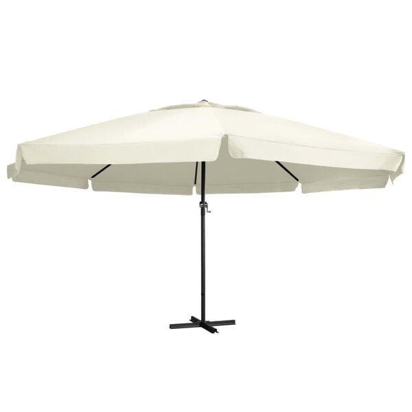 Grote Zandwitte Parasol | OP = OP | Aluminium Paal, Tuin en Terras, Parasols, Meer dan 4 meter, Waterdicht, Nieuw, Stokparasol