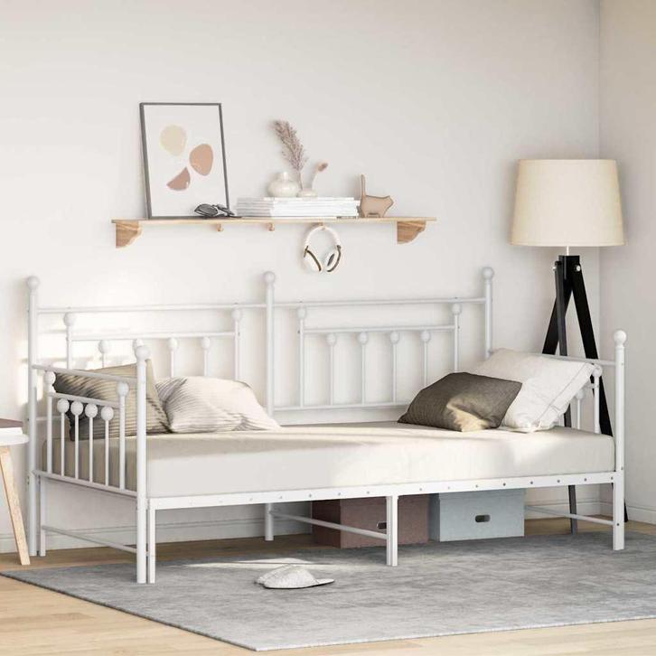 vidaXL Bedframe voor een daybed met hoofdeinde Wit 107 x 203, Huis en Inrichting, Slaapkamer | Bedden, Nieuw, Verzenden