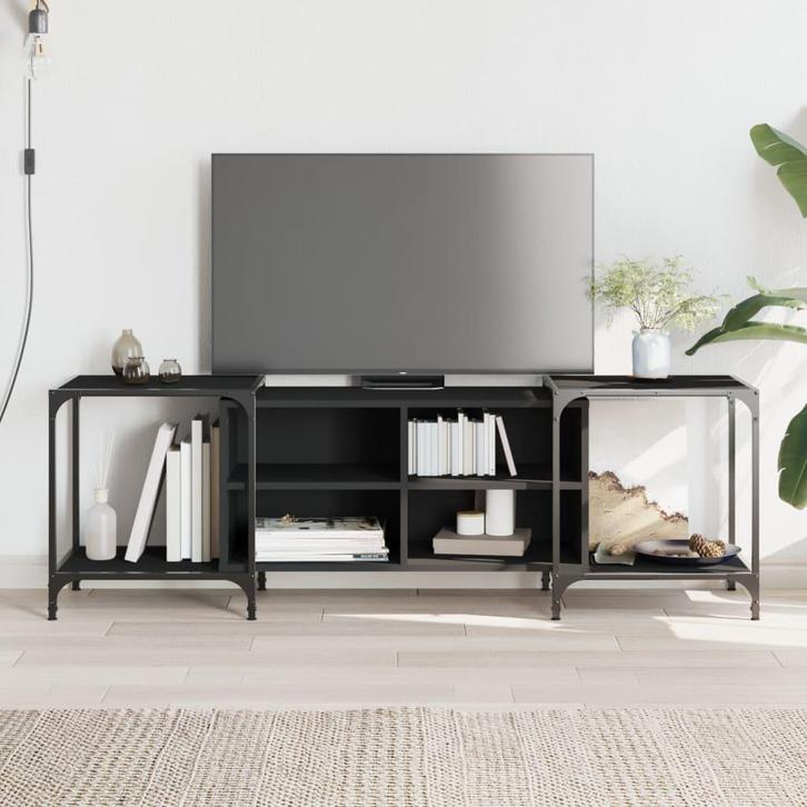 vidaXL Tv-meubel 153x37x50 cm bewerkt hout zwart, Huis en Inrichting, Kasten |Televisiemeubels, Nieuw, Verzenden