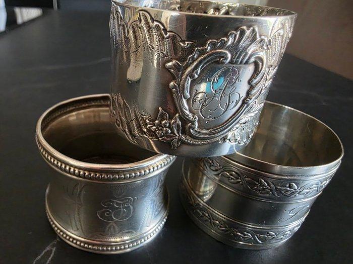 Orfèvrerie française - Servetring (3) - Minerve-stempel -, Antiek en Kunst, Antiek | Zilver en Goud