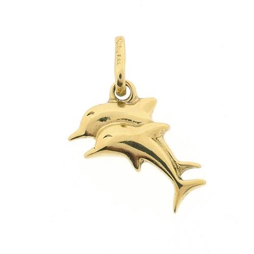 Gouden hanger van dolfijnen (kettinghanger, geelgoud, 585), Bijoux, Sacs & Beauté, Bracelets à breloques, Enlèvement ou Envoi