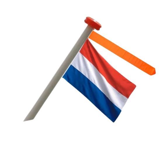 Nederlandse vlag met stok, Doe-het-zelf en Bouw, Hang- en Sluitwerk, Klink of Kruk, Nieuw, Overige materialen