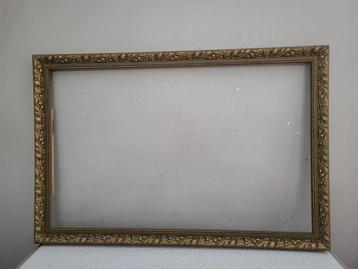 Lijst (6) - Hout, glas - Collage goud gepatineerd