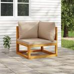 vidaXL Hoekbank sectioneel met taupe kussens massief, Tuin en Terras, Tuinsets en Loungesets, Verzenden, Nieuw