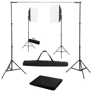 vidaXL Fotostudioset met softboxlampen en achtergrond, Verzenden