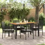 vidaXL 5-delige tuinset met kussens zwart poly rattan, Tuin en Terras, Tuinstoelen, Verzenden, Nieuw