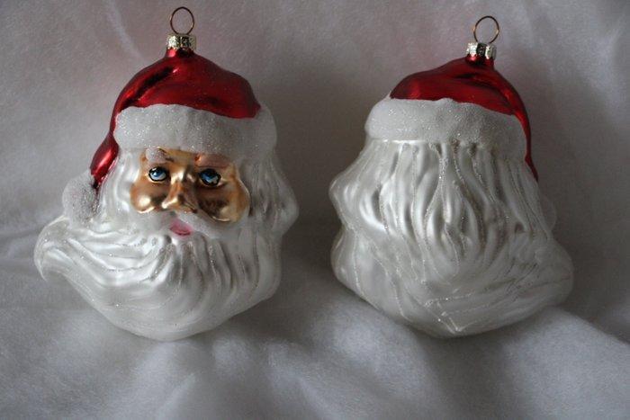 Kerstballen kerstman hoofd, glas. - Glas, Diversen, Kerst