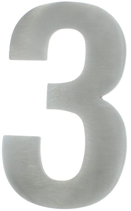 Huisnummer 3 130 mm rvs, Doe-het-zelf en Bouw, Hang- en Sluitwerk, Klink of Kruk, Nieuw, Overige materialen