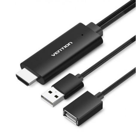 USB naar HDMI converter adapterkabel VENTION PREMIUM Zwart, Telecommunicatie, Overige Telecommunicatie, Nieuw, Verzenden