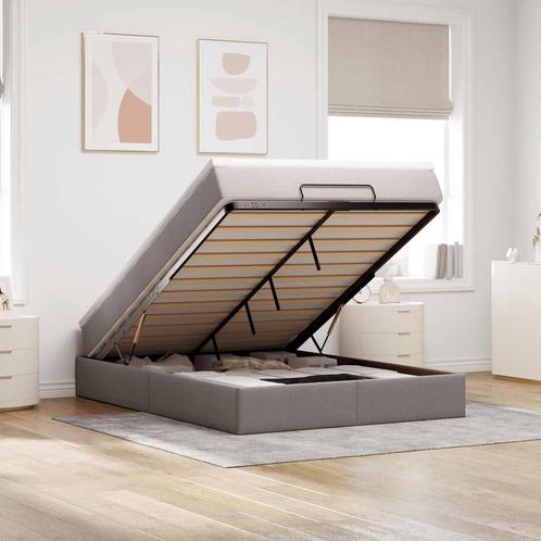 vidaXL Ottoman bed met matras 140x200cm stof taupe, Huis en Inrichting, Slaapkamer | Bedden, Nieuw, Verzenden