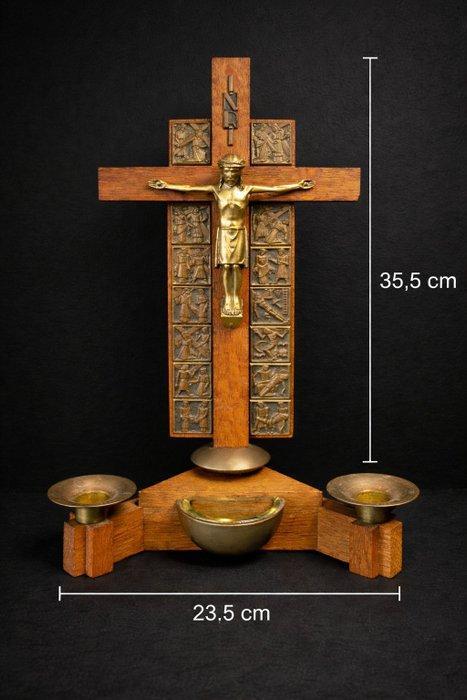 Art Deco Altaarstuk - Hout, Messing, Legering - 1930-1940 -, Antiek en Kunst, Antiek | Boeken en Manuscripten