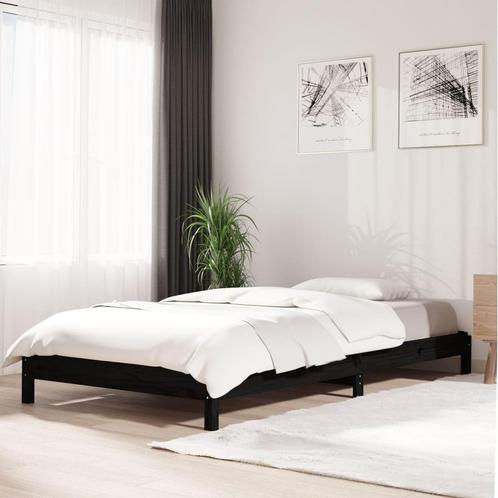 vidaXL Bed stapelbaar 75x190 cm massief grenenhout zwart, Huis en Inrichting, Slaapkamer | Bedden, Nieuw, Verzenden