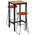 vidaXL 3-delige Barset massief ruw mangohout en metaal, Huis en Inrichting, Complete eetkamers, Verzenden, Nieuw
