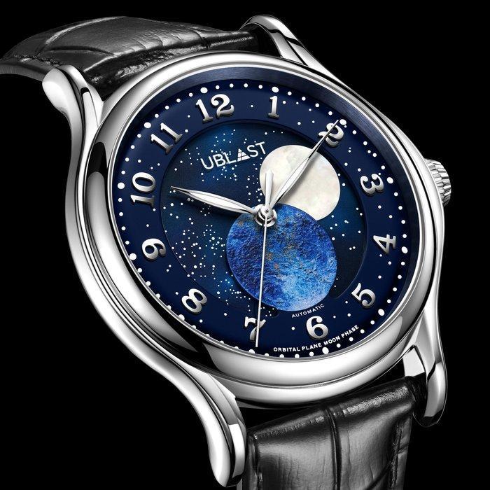 Ublast - Orbital Plane - Automatic Moon Phase - UBORPL42BU -, Handtassen en Accessoires, Horloges | Heren