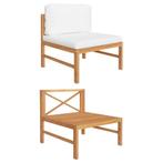 Creme Kussens Middenbank | OP = OP | Zomerdeal! (tuinbank), Tuin en Terras, Verzenden, Nieuw, Teakhout