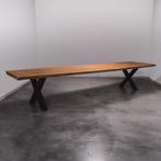 Boomstamtafel, Eettafel 440x108 massief hardhout, metaalpoot, 200 cm of meer, Nieuw, Robuust Modern, 100 tot 150 cm