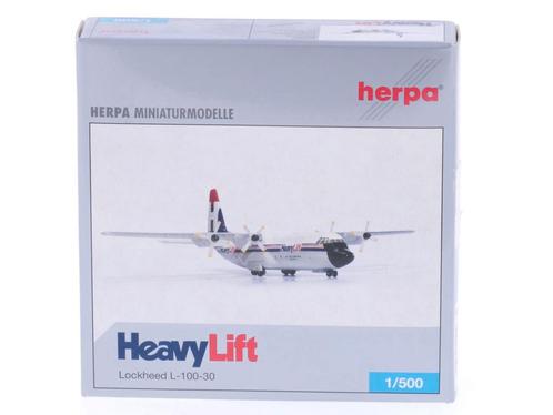 Schaal 1:500 Herpa 510882 HeavyLift Lockheed L-100-30 Reg..., Hobby en Vrije tijd, Modelbouw | Vliegtuigen en Helikopters, Zo goed als nieuw