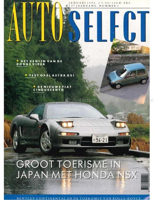 1992 AUTO SELECT MAGAZINE 1 NEDERLANDS, Livres, Autos | Brochures & Magazines, Enlèvement ou Envoi