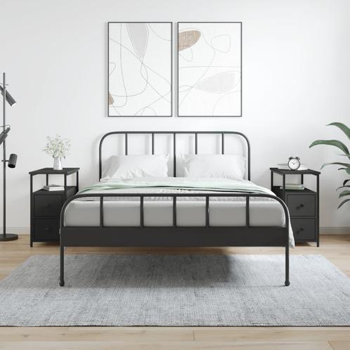 vidaXL Nachtkastjes 2 st 30x60x60 cm bewerkt hout zwart, Huis en Inrichting, Slaapkamer | Nachtkastjes, Nieuw, Verzenden