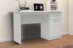 Bureautafel Milou 1 lade 1 deur Wit Structuur  decor Wit, Nieuw, Ophalen of Verzenden