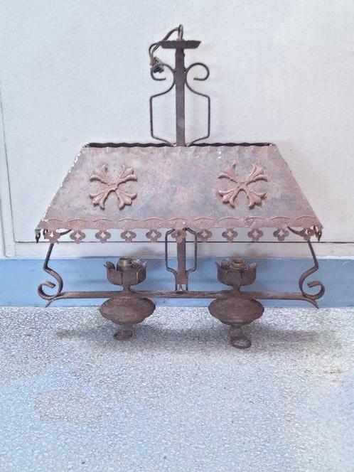 Plafondlamp - koper, metaal - lampenkap, Antiek en Kunst, Curiosa en Brocante