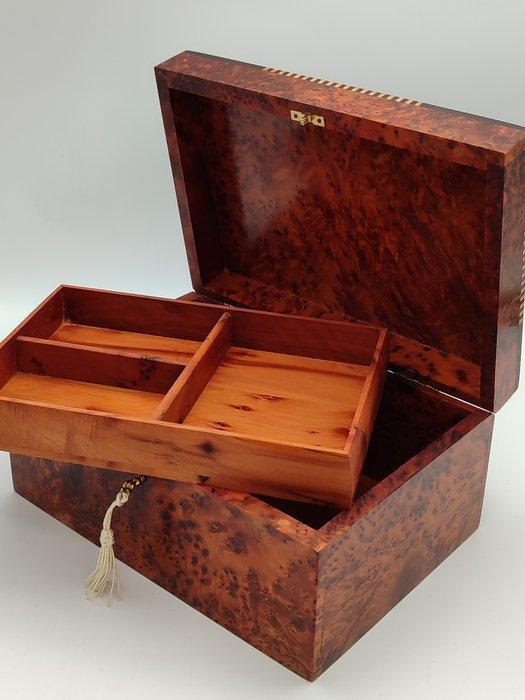 Sieradendoos - Hout (Thuya), hout, parelmoer, marqueterie,, Antiek en Kunst, Curiosa en Brocante