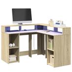 vidaXL Bureau met LED-verlichting 130x130x91 cm hout sonoma, Huis en Inrichting, Bureaus, Verzenden, Nieuw
