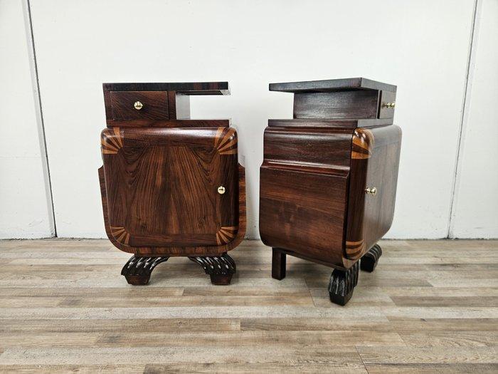 Nachtkastje (2) - Art Decò nachtkastjes in walnoothout en, Antiek en Kunst, Kunst | Designobjecten