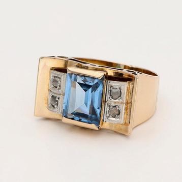 Bague - 14 carats Or rose Spinelle - Diamant - Char