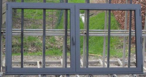 aluminium raam , chassis , venster 204 x 107 zwart ral 9005, Doe-het-zelf en Bouw, Raamkozijnen en Schuifdeuren, Inclusief glas