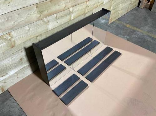 Veiling - Beaux spiegelkast 120cm met 3 deuren Tarbes donker, Huis en Inrichting, Badkamer | Badkamermeubels