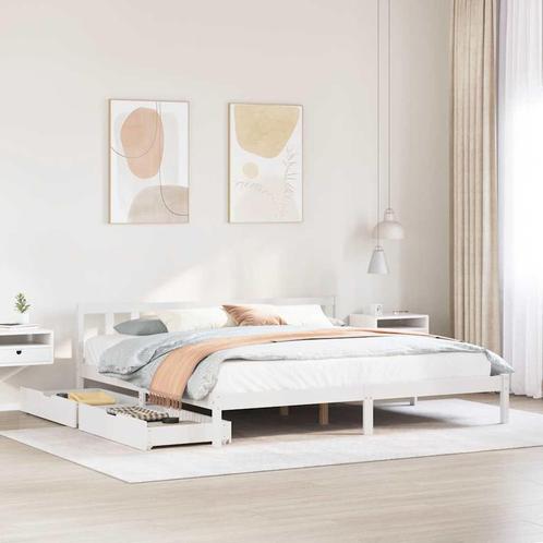 vidaXL Bedframe zonder matras massief grenenhout wit 200x200, Huis en Inrichting, Slaapkamer | Bedden, Nieuw, Verzenden
