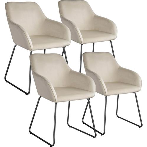 tectake Eetkamerstoel Jeane, fluweellook, sledeonderstel - F, Huis en Inrichting, Stoelen, Verzenden