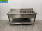 RVS Spoeltafel met Dubbele Spoelbakken 160 x 70 x 91,5 cm, Zakelijke goederen, Ophalen of Verzenden, Nieuw in verpakking