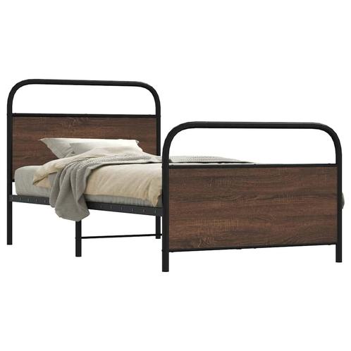 vidaXL Cadre de lit sans matelas 100x190 cm chêne marron, Maison & Meubles, Chambre à coucher | Lits, Neuf, Envoi