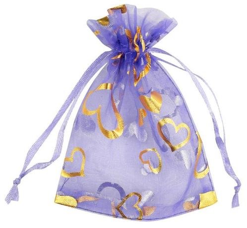 Fako Bijoux® - Organza Zakjes - 10x12cm - Hart Paars - 50, Divers, Emballage cadeau, Envoi