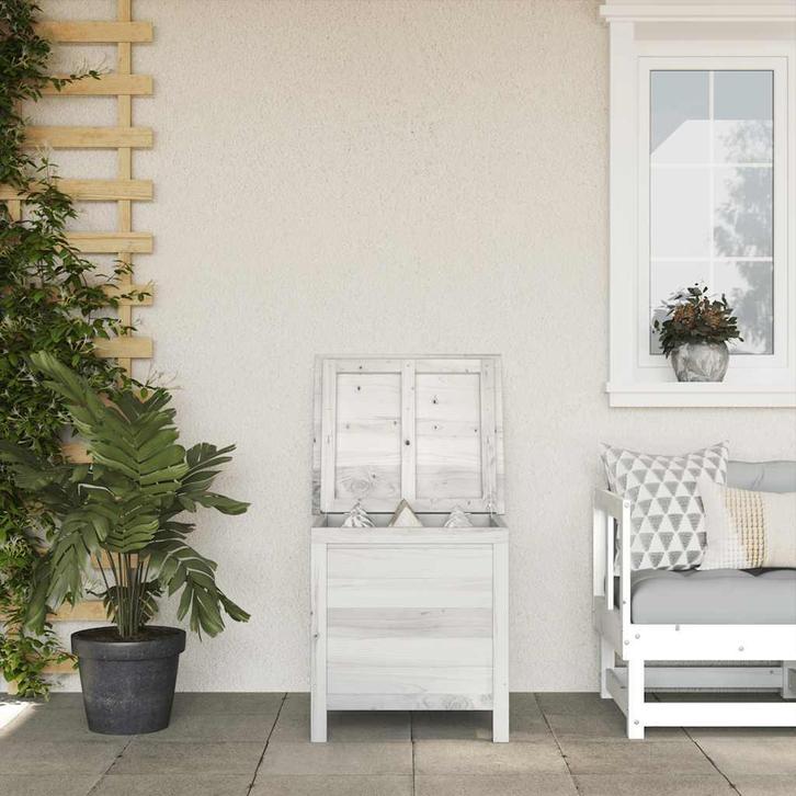 vidaXL Tuinbox 50x49x56,5 cm massief vurenhout wit, Tuin en Terras, Bergingen en Tuinkasten, Nieuw, Verzenden