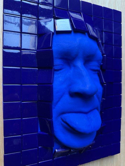 gregos - Blue mockery behind blue tiles, Antiek en Kunst, Kunst | Schilderijen | Modern